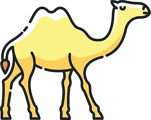 EPS 해외이미지 일러스트 사람없음 노란색 귀여움 플랫 낙타 해외202008 해외일러스트 컬러 컨셉 포유류 파일형식 벡터
