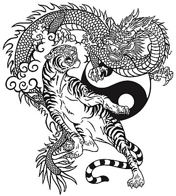 EPS 해외이미지 동물 아시아 문화 불교 일러스트 생물 흑백 동양인 중국 화목 힘 용 호랑이 라이벌 문신 심볼 사인 공상 반대 상대 해외202008 해외일러스트 나라 종교 컨셉 포유류 촬영기법 인종 파일형식 벡터