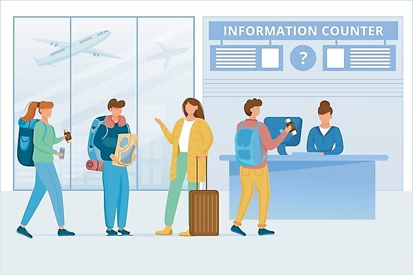 EPS 해외이미지 전신 여자 남자 여행 지도 가방 일러스트 창문 비행기 들기 여러명 상반신 성인 모니터 캐리어 공항 프런트 직원 여권 성인만 해외202008 해외일러스트 잡화 다수 항공교통 교통시설 모션 대중교통 사람 컴퓨터 여행가방 파일형식 벡터