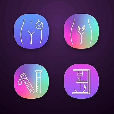 EPS 해외이미지 일러스트 건강 사람없음 가슴 시험관 건강검진 여성질환 유방암검사 해외202008 해외일러스트 의학 실험기구 신체부위 질병 검사_조사 파일형식 벡터