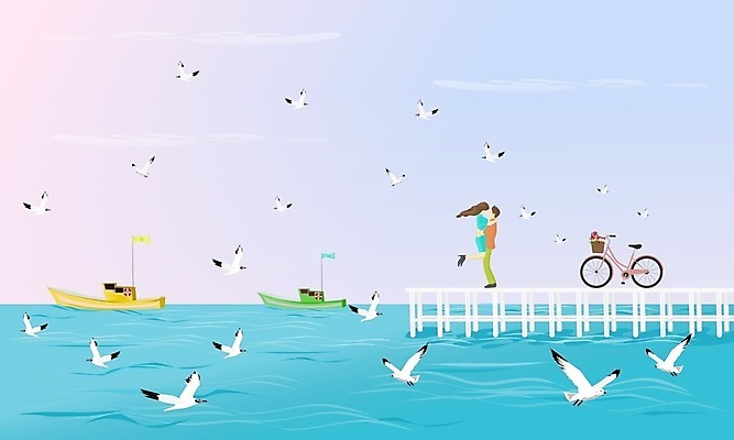 EPS 해외이미지 백인 라이프스타일 커플 행복 파도 바다 여행 백그라운드 일러스트 자연 갈매기 하늘 바람 휴가 휴식 키스 함께함 발렌타인데이 건강 사랑 사람 풍경 야외 물 여름 파란색 자전거 봄 기쁨 순환 해외202008 해외일러스트 자연요소 서양인 계절 감정 컬러 컨셉 관계 모션 데이이벤트 조류 날씨 생활 바이크 애정표현 생태계 파일형식 벡터