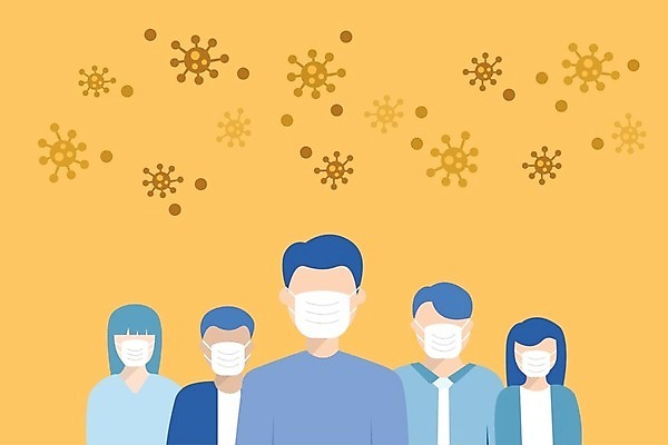 EPS 해외이미지 일러스트 건강 가면 사람 약 고통 열 바이러스 보호 질병 위험 감염 박테리아 인플루엔자 지원 해외202008 해외일러스트 감정 컨셉 의학 파일형식 벡터