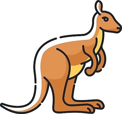 EPS 해외이미지 일러스트 사람없음 갈색 귀여움 플랫 캥거루 해외202008 해외일러스트 컬러 컨셉 포유류 파일형식 벡터