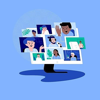 EPS 해외이미지 교육 얼굴 선 인터넷 일러스트 통신 관계 회의 사람 스크린 모니터 모임 업무 네트워크 플랫 바이러스 연결 부름 온라인 동영상 고립 엘리먼트 프리랜서 해외202008 해외일러스트 직업 비즈니스 모션 신체부위 컴퓨터 작업 파일형식 벡터