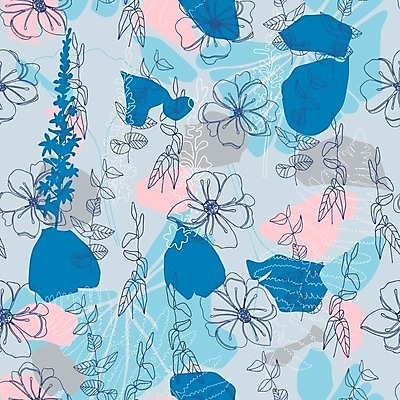 EPS 해외이미지 꽃 백그라운드 잎 꽃무늬 패턴 일러스트 사람없음 패턴백그라운드 해외202008 해외일러스트 식물 무늬 파일형식 벡터