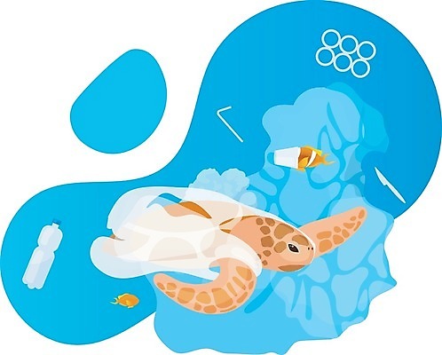EPS 해외이미지 바다 일러스트 빨대 어류 사람없음 물 자연보호 환경 수중 환경오염 보호 위험 일회용 플라스틱 페트병 바다거북 해양오염 해양쓰레기 해외202008 해외일러스트 자연요소 컨셉 자연 재질 수중동물 거북이 쓰레기 병_담는 파일형식 벡터