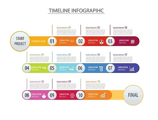 EPS 해외이미지 일러스트 비즈니스 그래프 사람없음 인포그래픽 업무 단계 타임라인 해외202008 해외일러스트 작업 파일형식 벡터
