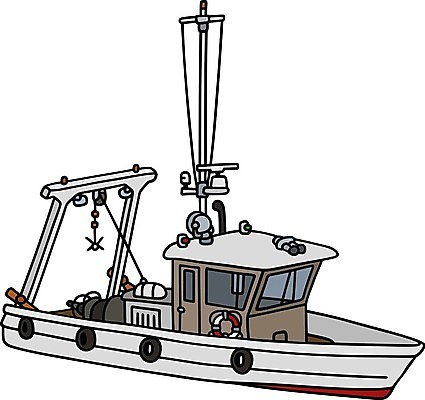 EPS 해외이미지 바다 일러스트 낚시 어류 흰색 보트 작음 만화 낚시꾼 포트 모터 돛대 커터 해외202008 해외일러스트 컬러 배_교통 레저 수중동물 크기 파일형식 벡터