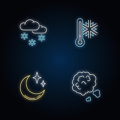 EPS 해외이미지 구름 디자인 겨울 일러스트 날씨 사람없음 추위 달 네온 해외202008 해외일러스트 자연요소 계절 파일형식 벡터