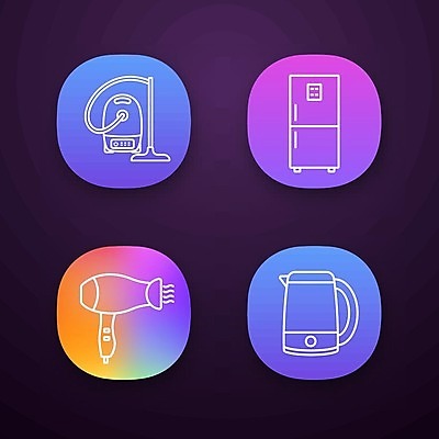 EPS 해외이미지 일러스트 사람없음 전자제품 커피포트 드라이어 냉장고 청소기 전기포트 해외202008 해외일러스트 주전자 가전제품 미용용품 청소도구 파일형식 벡터