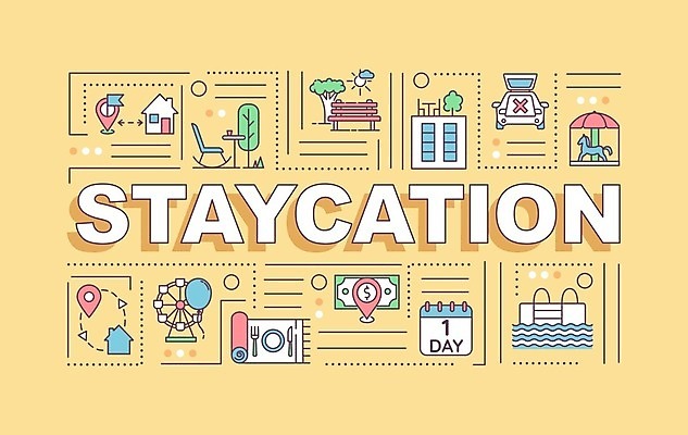 EPS 해외이미지 공원 여행 일러스트 휴가 이벤트 타이포그라피 사람없음 노란색 레터링 스테이케이션 해외202008 해외일러스트 문자 라이프스타일 공공시설 컬러 신조어 파일형식 벡터