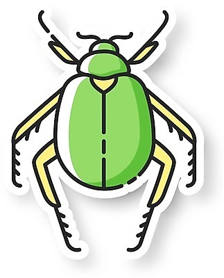EPS 해외이미지 스티커 일러스트 사람없음 초록색 풍뎅이 해외202008 해외일러스트 컬러 곤충 파일형식 벡터