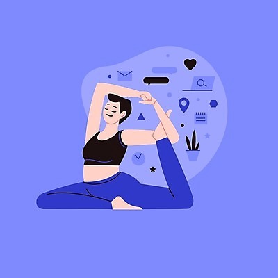 EPS 해외이미지 여자 일러스트 요가 건강 운동 보라색 스트레칭 해외202008 해외일러스트 웰빙 컬러 사람 파일형식 벡터