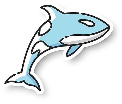EPS 해외이미지 한마리 하늘색 스티커 일러스트 사람없음 범고래 해외202008 해외일러스트 1 파란색 고래 파일형식 벡터