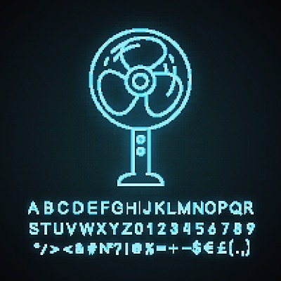 EPS 해외이미지 일러스트 타이포그라피 사람없음 선풍기 네온 해외202008 해외일러스트 문자 가전제품 파일형식 벡터
