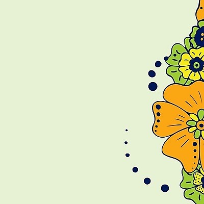 EPS 해외이미지 꽃 꽃무늬 일러스트 사람없음 연두색 주황색 공백 해외202008 해외일러스트 식물 컬러 무늬 초록색 파일형식 벡터