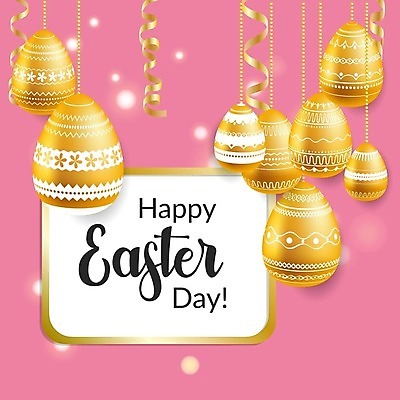 EPS 해외이미지 리본 일러스트 부활절 타이포그라피 사람없음 장식 금색 부활절계란 해외202008 해외일러스트 문자 기념일 컬러 계란 파일형식 벡터