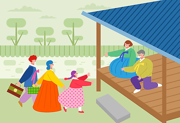 전신 나무 구름 여자 명절 노년 남자 어린이 일러스트 가족 주택 선물 사람 여러명 성인 초록색 담장 추석 한복 국내일러스트 AI파일 자연요소 식물 한국전통 전통 기념일 컬러 다수 관계 건물 전통의상 파일형식 벡터