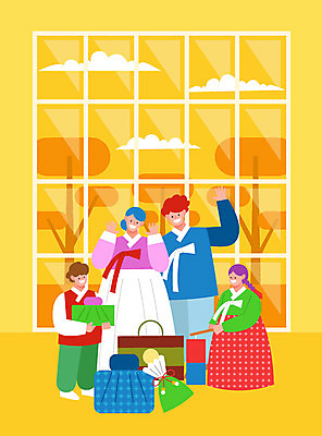 전신 나무 구름 여자 명절 남자 어린이 일러스트 창문 가족 선물 여러명 성인 노란색 추석 인사 한복 청사초롱 선물세트 추석선물 국내일러스트 AI파일 자연요소 식물 한국전통 전통 기념일 컬러 다수 관계 사람 예절 전통의상 초롱 파일형식 벡터 명절선물