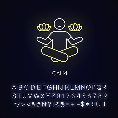 EPS 해외이미지 일러스트 요가 휴식 타이포그라피 사람없음 평화 명상 네온 해외202008 해외일러스트 문자 웰빙 컨셉 파일형식 벡터
