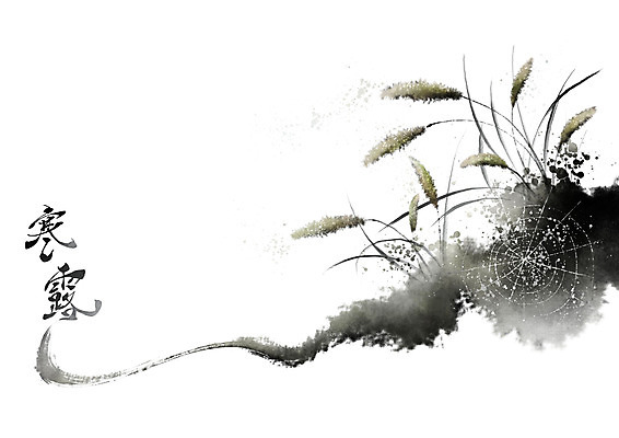 PSD 식물 줄기 잎 일러스트 캘리그라피 붓터치 사람없음 이슬 거미줄 동양화 번짐 강아지풀 한로 국내일러스트 미술 절기 한해살이풀 파일형식 효과