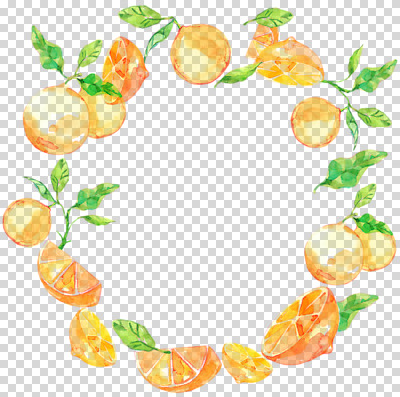 편집 편집이미지 잎 오렌지 과일 수채화 프레임 누끼 사람없음 여름 원형프레임 PNG 편집소스 식물 계절 원형 파일형식