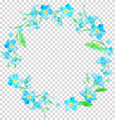 편집 편집이미지 줄기 잎 수채화 프레임 누끼 사람없음 파란색 원형프레임 PNG 물망초 편집소스 식물 꽃 컬러 원형 파일형식