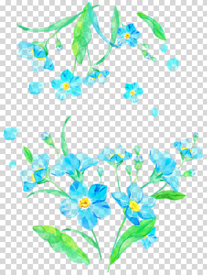 편집 편집이미지 줄기 잎 수채화 프레임 누끼 사람없음 파란색 원형프레임 PNG 물망초 편집소스 식물 꽃 컬러 원형 파일형식