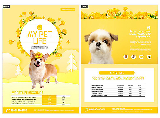 템플릿 꽃 ZIP 반려견 리플렛 팜플렛 사람없음 반려동물 노란색 강아지 전단템플릿 전단 반려 인디자인 INDD 이미지템플릿 식물 동물 컬러 개 홍보물 파일형식