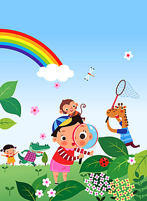 전신 동물 구름 여자 교육 남자 꽃 초등학생 어린이 무지개 일러스트 돋보기 나뭇잎 초등교육 두명 컬러풀 원숭이 잠자리 딱정벌레 기린 악어 곤충채집 채집망 에듀 에듀케이션 탐구생활 어린이만 스쿨팩 국내일러스트 AI파일 자연요소 식물 학생 컬러 곤충 잎 포유류 파충류 사람 관찰 수집 파일형식 벡터