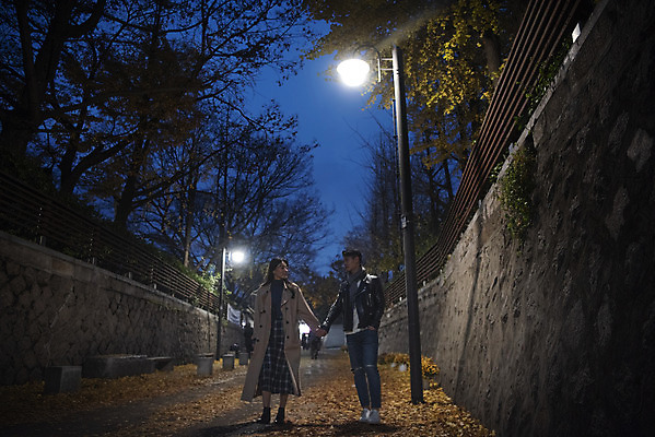 포토 JPG 전신 커플 여자 남자 가로등 데이트 조명 거리 20대 성인 야외 두명 앞모습 빛 걷기 손잡기 다정 한국인 가을 야간 돌담길 성인만 국내포토 자연요소 계절 공공시설 길 뷰포인트 컨셉 관계 모션 돌담 사람 동양인 청년 파일형식