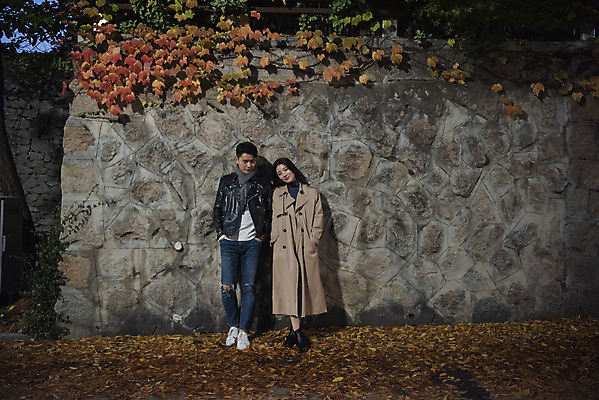 포토 JPG 전신 커플 여자 남자 데이트 거리 서기 20대 성인 야외 두명 앞모습 기댐 다정 한국인 가을 야간 돌담길 성인만 국내포토 자연요소 계절 길 뷰포인트 컨셉 관계 모션 돌담 사람 동양인 청년 파일형식