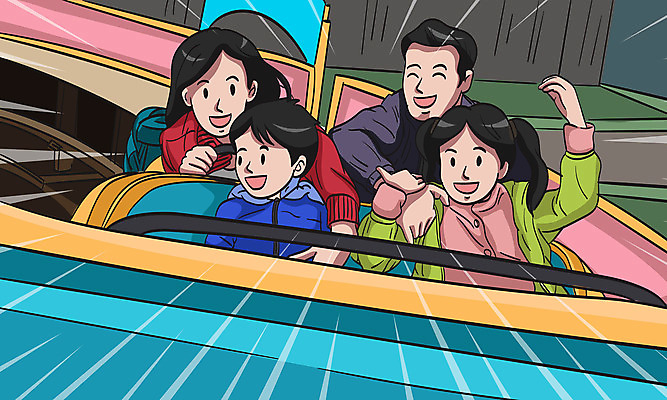 여자 남자 딸 행복 아들 어린이 일러스트 가족 엄마 여러명 상반신 성인 화목 놀이공원 아빠 놀이기구 국내일러스트 AI파일 감정 다수 컨셉 관계 사람 테마파크 파일형식 벡터