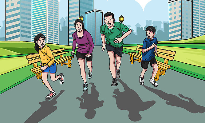 전신 공원 여자 남자 딸 행복 아들 어린이 가로등 벤치 일러스트 가족 엄마 여러명 성인 건물 달리기 화목 아빠 국내일러스트 AI파일 건축물 공공시설 감정 다수 컨셉 의자 관계 모션 사람 파일형식 벡터