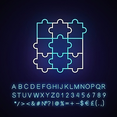 EPS 해외이미지 일러스트 사람없음 파란색 퍼즐 네온 해외202008 해외일러스트 컬러 파일형식 벡터