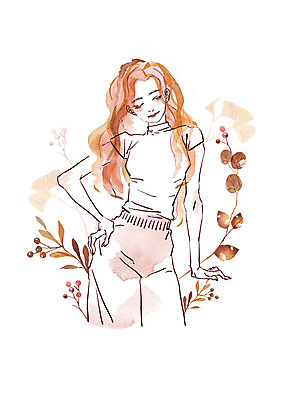 PSD 여자 열매 단풍 일러스트 붓터치 나뭇잎 수채화 한명 미소 상반신 뷰티 갈색 가을 번짐 도토리 솔방울 감성 여자한명만 국내일러스트 식물 1 계절 컬러 컨셉 잎 표정 사람 견과류 여자만 파일형식 효과