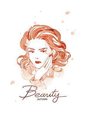 PSD 여자 일러스트 붓터치 수채화 한명 상반신 뷰티 갈색 가을 번짐 감성 여자한명만 국내일러스트 1 계절 컬러 컨셉 사람 여자만 파일형식 효과
