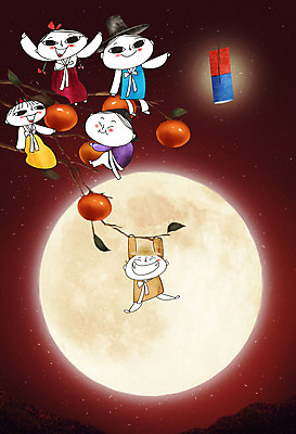 전신 PSD 나무 여자 명절 남자 어린이 일러스트 산 매달리기 감 여러명 빨간색 추석 귀여움 달 가을 야간 한복 감나무 청사초롱 어린이만 국내일러스트 자연요소 식물 한국전통 전통 계절 기념일 컬러 다수 컨셉 과일 모션 사람 전통의상 초롱 파일형식