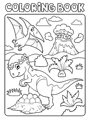 EPS 해외이미지 캐릭터 일러스트 파충류 사람없음 알 둥지 언덕 공룡 화산 윤곽 용암 익룡 젠탱글 해외202008 해외일러스트 일러캐릭터 동물 산 파일형식 벡터