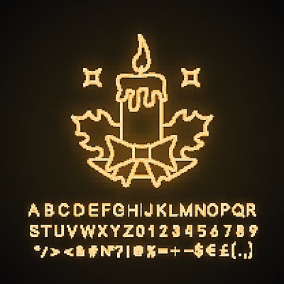 EPS 해외이미지 디자인 크리스마스 겨울 일러스트 초 사람없음 오브젝트 네온 해외202008 해외일러스트 계절 기념일 파일형식 벡터