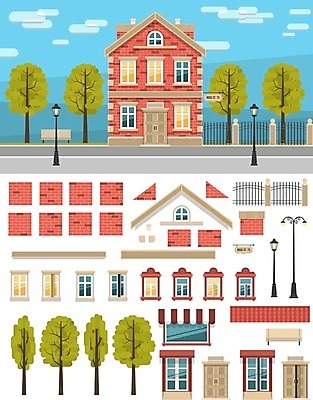 EPS 해외이미지 나무 디자인 외관 유럽 벽 일러스트 건축양식 창문 지붕 벽돌 거리 주택 프레임 풍경 야외 건물 장식 세트 문 수확 흰색 등불 도시 플랫 클래식 우아함 수집 묘사 오브젝트 사인 복고 벽돌담 타운 고립 엘리먼트 옛날 디테일 해외202008 해외일러스트 식물 건축물 건축 나라 컬러 컨셉 농업 조명 담장 파일형식 벡터