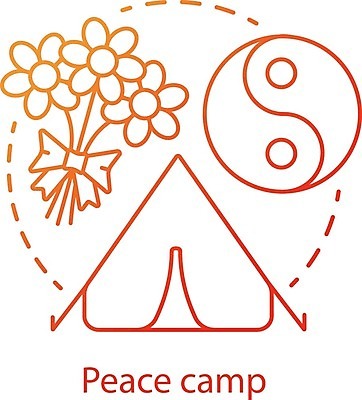 EPS 해외이미지 꽃 꽃다발 일러스트 텐트 사람없음 평화 해외202008 해외일러스트 식물 컨셉 캠핑도구 파일형식 벡터