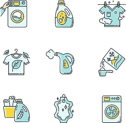 EPS 해외이미지 옷 티셔츠 일러스트 건조 사람없음 세트 동전 플랫 빨래 세제 세탁기 빨랫감 해외202008 해외일러스트 셔츠 가사 돈 가전제품 파일형식 벡터