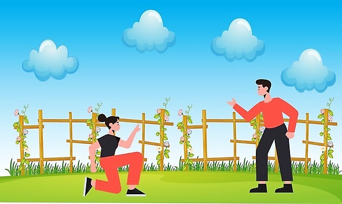 EPS 해외이미지 라이프스타일 커플 공원 여자 남자 일러스트 사람 야외 두명 초록색 정원 성인만 해외202008 해외일러스트 공공시설 컬러 관계 생활 파일형식 벡터