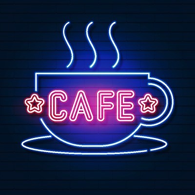 EPS 해외이미지 커피 일러스트 간판 사람없음 카페 네온 해외202008 해외일러스트 음료 상점 파일형식 벡터