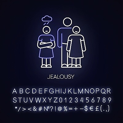 EPS 해외이미지 커플 감정 일러스트 타이포그라피 사람없음 분노 짜증 라이벌 네온 질투 해외202008 해외일러스트 문자 관계 파일형식 벡터