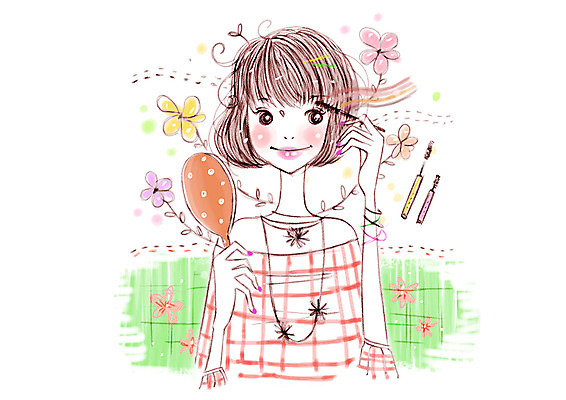 PSD 우먼라이프 라이프스타일 여자 꽃잎 꽃 얼굴 일러스트 한명 들기 사람 상반신 20대 성인 라이프 화장 뷰티 화장품 화장용품 단발머리 피부관리 마스카라 바르기 손거울 눈화장 여자만 여자한명만 성인여자만 청년만 청년여자만 성인한명만 청년여자한명만 성인여자한명만 성인만 국내일러스트 식물 1 헤어스타일 모션 청년 생활 신체부위 거울 미용용품 파일형식