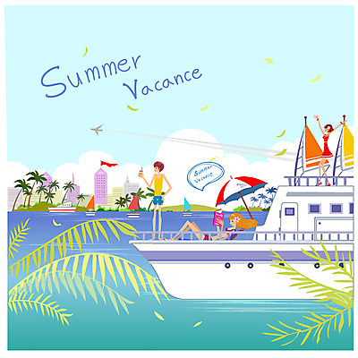 EPS 주간 나무 식물 구름 문자 알파벳 영어 계절 여자 남자 수영복 음료 교통수단 바다 여행 수상교통 요트 일러스트 하늘 호텔 리조트 휴가 휴식 비행기 사람 빌딩 야외 건물 책 세명 여름 관광지 여름휴가 바캉스 비키니 야자수 독서 만세 깃발 파라솔 갑판 열대식물 휴양지 야자열매 야자수잎 선박 국내일러스트 자연요소 건축물 옷 열매 교통 컨셉 잎 배_교통 항공교통 모션 숙소 대중교통 장소 파일형식 벡터 여름_계절