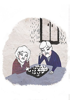 PSD 라이프스타일 부부 여자 할아버지 노년 남자 할머니 일러스트 창문 탁자 실내 사람 취미 두명 라이프 세로 실버라이프 노후 노부부 게임 실버 체스말 체스 한지 체스판 노인만 성인만 국내일러스트 커플 종이 가구 놀이 성인 내부 생활 말_게임 파일형식