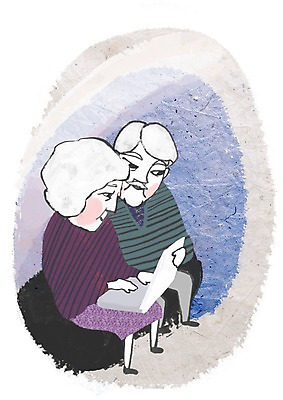 PSD 라이프스타일 부부 여자 할아버지 노년 남자 할머니 의자 일러스트 사람 두명 라이프 세로 노트북 실버라이프 노후 컴퓨터 노부부 실버 한지 노인만 성인만 국내일러스트 커플 종이 가구 성인 생활 전자제품 파일형식